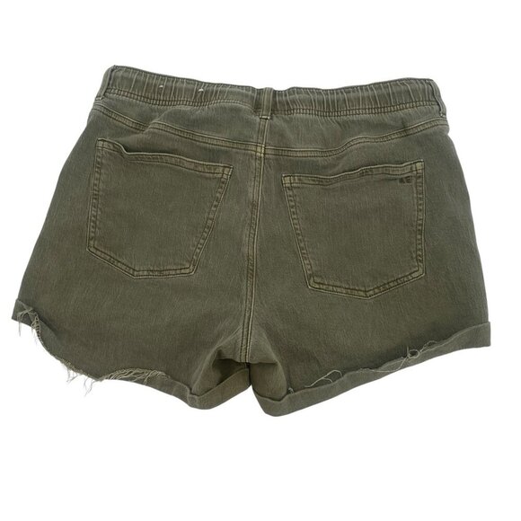 American Eagle Size 8 Olive Stretch Denim Utility Tomgirl Drawstring Shorts - Picture 2 of 16